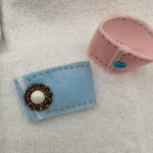 Coffee cup holders cafe latte pastels felt and buttons hand made